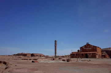 The abandoned Humberstone saltpeter works. This abandoned nitrate town was extremely important for...