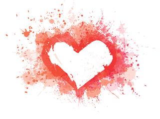 Vector red, splashing heart frame isolated.