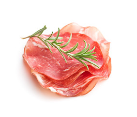 Sliced prosciutto crudo.