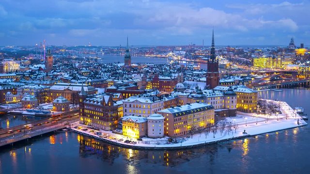 Time lapse of a wintry Stockholm. 