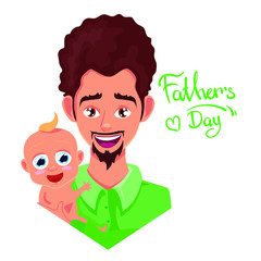 Man and baby, happy father's day, vector illustration isolated on white background