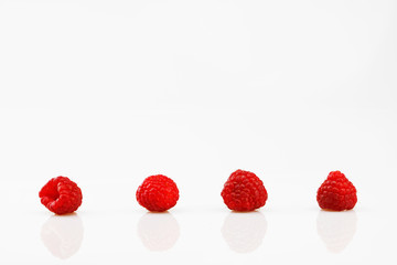 Four perspectives of fresh rasperries