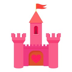 Fototapeta premium Pink princess castle icon, cartoon style