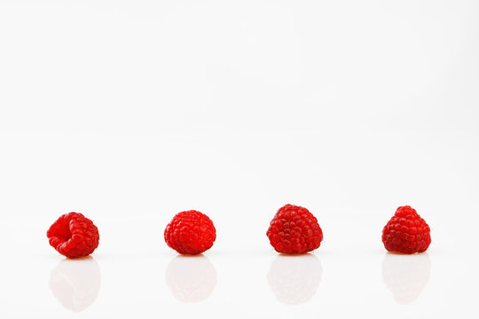 Four perspectives of fresh rasperries