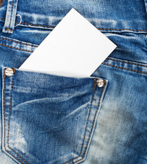 empty peace of paper on a jeans background