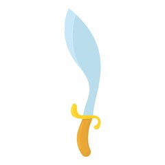 Short curved sword icon, cartoon style