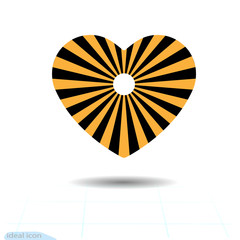 Heart icon. A symbol of love. Valentine day with the sign of sun. Flat style for graphic and web design, logo. Sun icon. Vector illustration