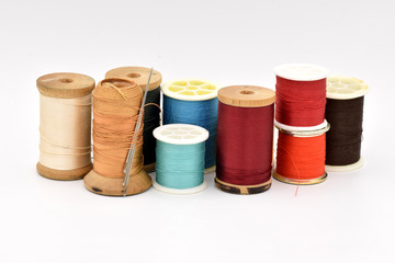 Assorted Thread on White Background
