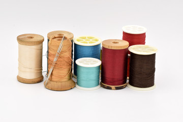 Assorted Thread on White Background