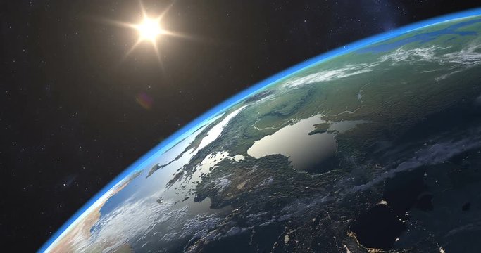 Spectacular sunset over Earth seen from Space, time-lapse