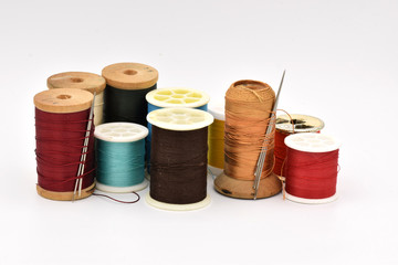 Assorted Thread on White Background