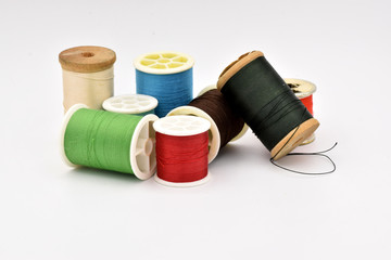 Assorted Thread on White Background