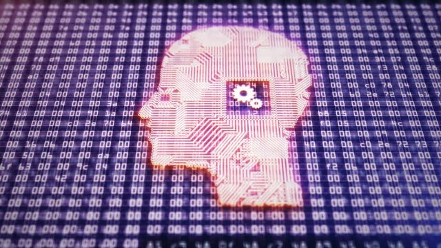 Circuit board head with hex as a symbol of thinking process