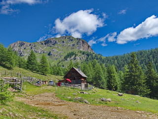 romantische Berghütte in den österreichischen Alpen