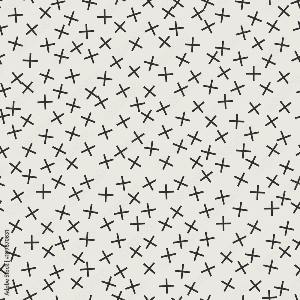 Poster Memphis geometric seamless pattern chaotic random cross Crest, Crest cross Vector Memphis seamless pattern. Fashion 80 and 90