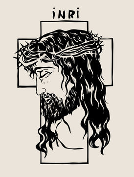 Jesus and Cross Sketch drawing, art vector design