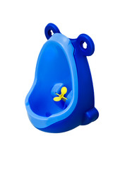 Funny baby urinal for boys. Housebreaking. To pee standing up. Object isolated on white background