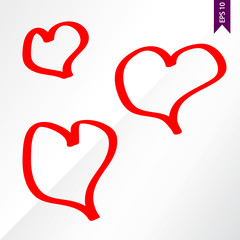 Stick figure heart on the white, light backgroung, vector