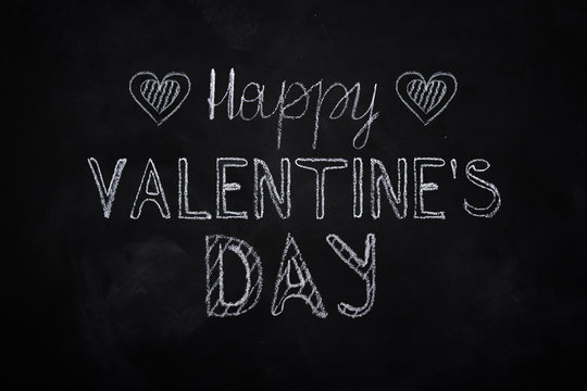 Hand drawn chalk lettering Happy Valentine's Day