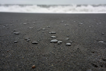 Fototapeta na wymiar Icelandic landscape of black sand beach