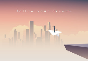 Follow Your Dreams with Paper Plane Illustration