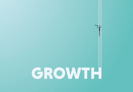 Business Career Growth with Ladder Illustration