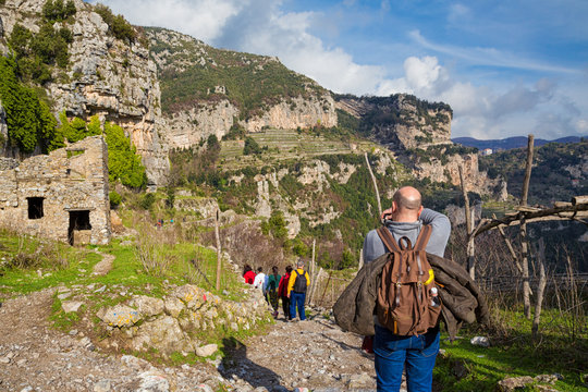 Sentiero degli Dei (Italy) - Trekking route from Agerola to Nocelle in Amalfi coast, called "The Path of the Gods" in Campania, Italy