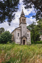 Fototapeta na wymiar Our Lady of Snow Church in Skaljari town bordered with Kotor town, Montenegro