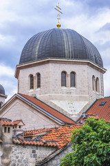 Fototapeta na wymiar Dome of Orthodox Saint Nicholas Church on the Old Town of Kotor, Montenegro