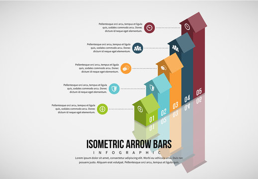3D Arrow Bar Graph Infographic 