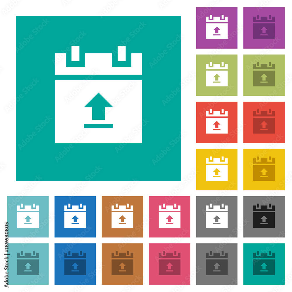 Poster upload schedule data square flat multi colored icons