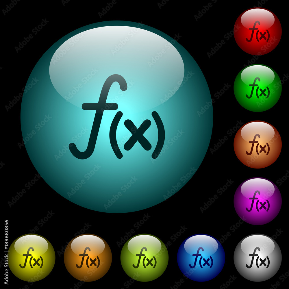 Poster function icons in color illuminated glass buttons