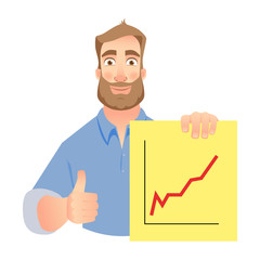 man holding graphs
