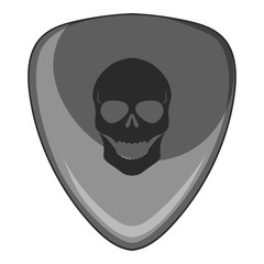Guitar pick with a skul icon monochrome