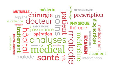 Fototapeta premium Nuage de Mots - Santé, Médical, Médecine, Mutuelle