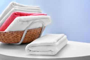 Clean soft towels on table