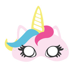 Cute, pink unicorn mask to cut out.