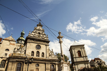 Fototapeta premium Old church of Bernardines ensemble. Lviv architecture, Ukraine.