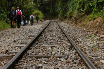 Fototapeta premium Train line in Aguas Calientes