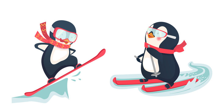 penguin winter sport set