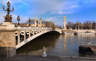 The famous Alexandre III bridge in Paris, France