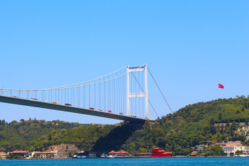 Fatih Sultan Mehmet Bridge and sea in Istanbul, Turkey