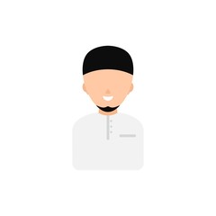 muslim man arabic smile with black cap avatar vector