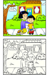 Children Playing On Sidewalk