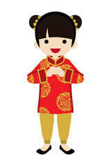 Toddler Girl Wearing Chinese National costume - Front view