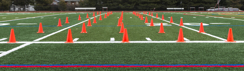 Turf field et up for speed and agility practice