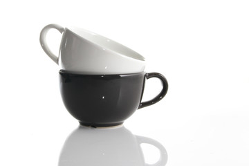 Empty cup as background / A cup is a small open container used for drinking and carrying drinks. It can be made of wood, plastic, glass, clay, metal, stone, china or other materials