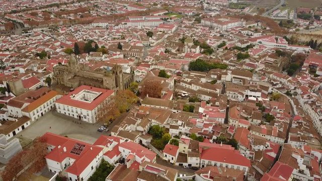 Historic Evora with  huge cathedral, Alentejo, Portugal