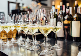 Full cold champagne flutes