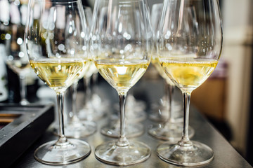 Full cold champagne flutes